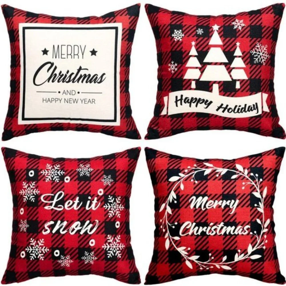 Decorative Holiday Throw Pillow Covers Set of 4
